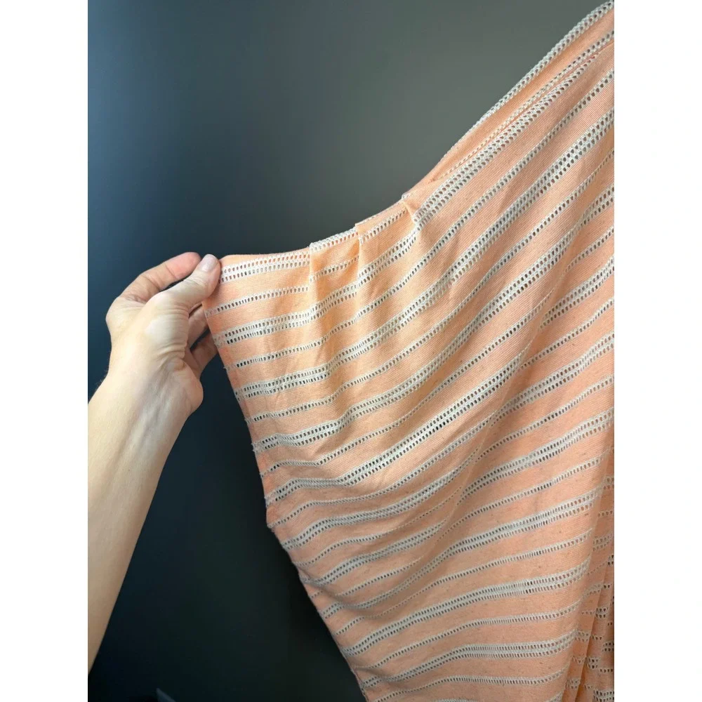 Free People Peach Striped Oversized Tunic Boho Beach Coverup Medium